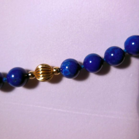Lapis Lazuli Hand-knotted Bead Necklace - 32 in - Picture 4 of 9